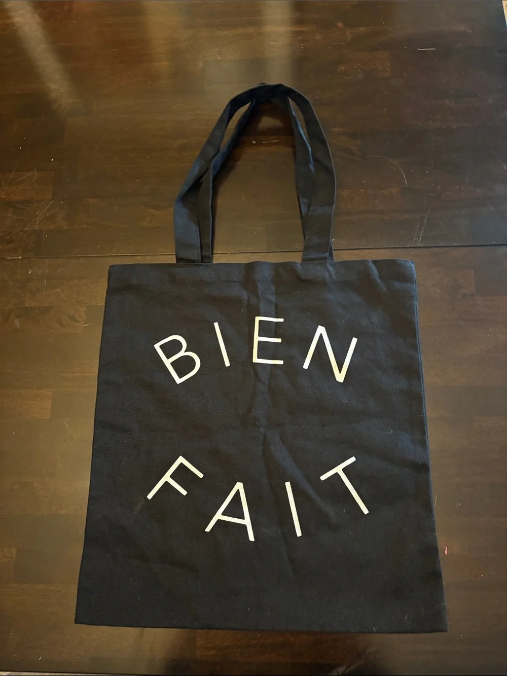 Madewell Black Canvas Tote with White Script Logo
